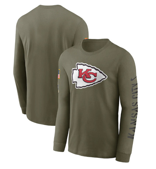 Men's Kansas City Chiefs 2022 Olive Salute to Service Long Sleeve T-Shirt